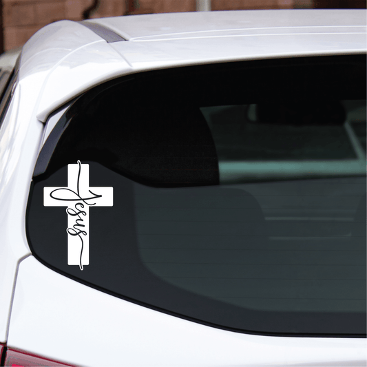 ShopVinylDesignStore.com Cross Jesus Wide Shop Vinyl Design decals stickers