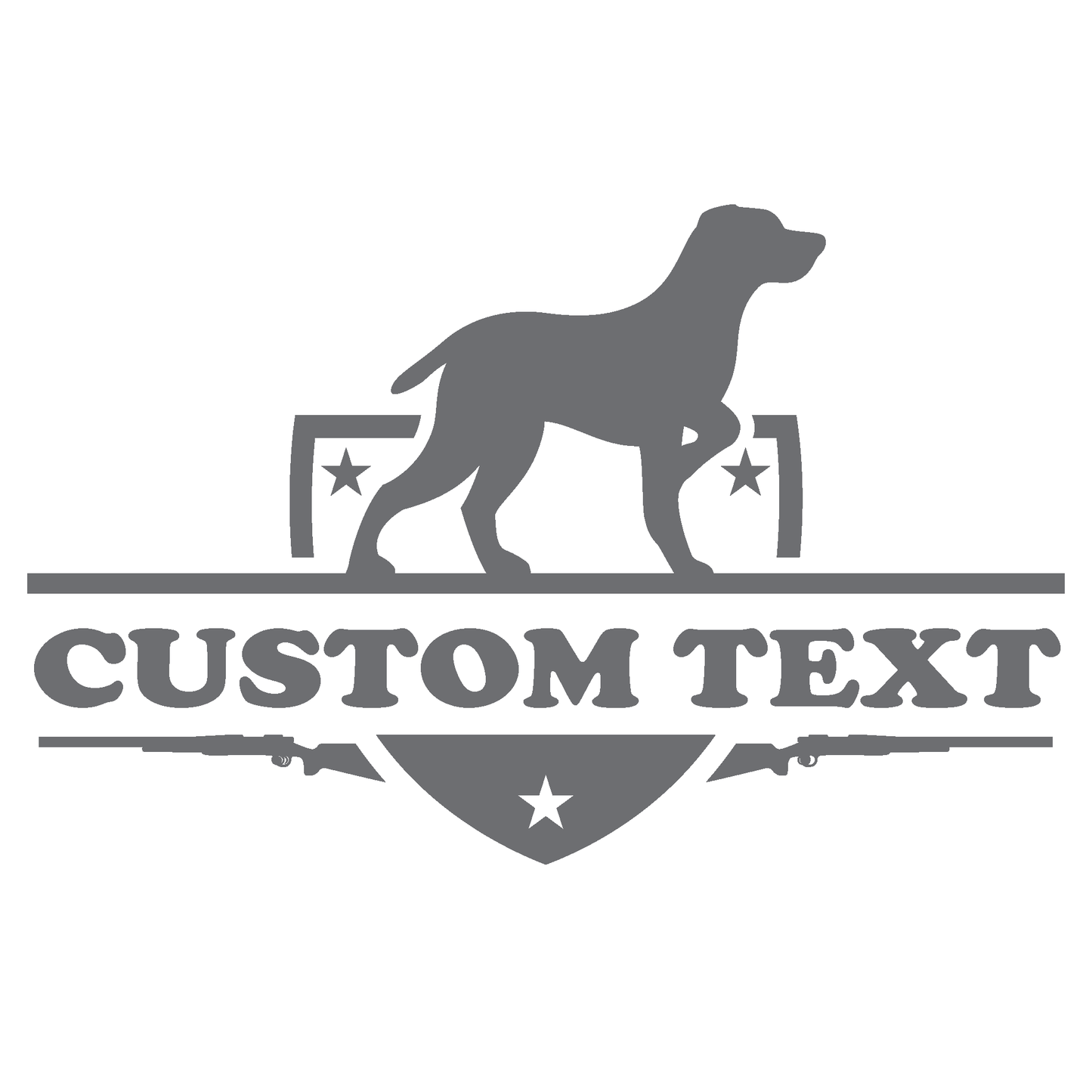 ShopVinylDesignStore.com CUSTOM TEXT and Hunting Dog with Guns Corn Hole Boards Wide Style 34 Shop Vinyl Design decals stickers