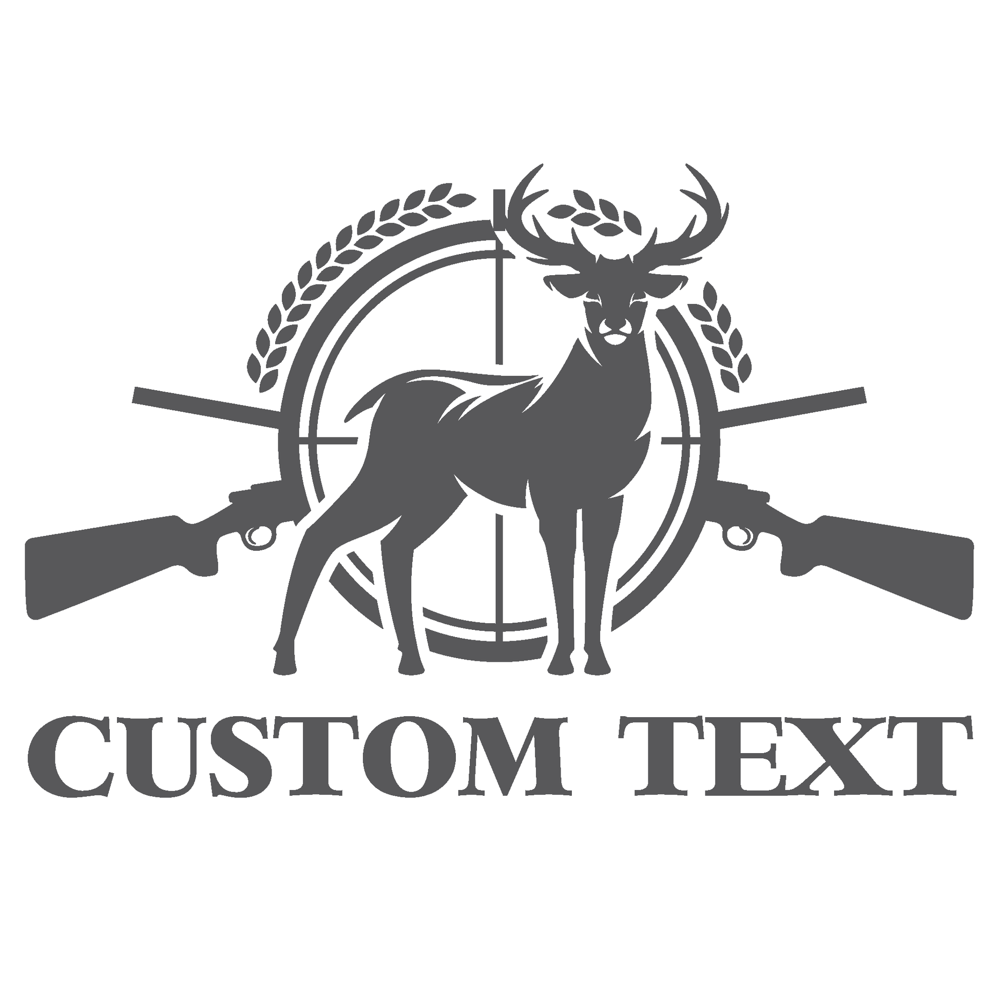 ShopVinylDesignStore.com CUSTOM TEXT with Buck and Guns for Corn Hole Boards Wide Style 25 Shop Vinyl Design decals stickers