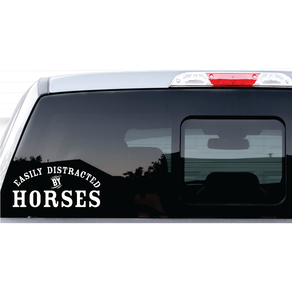 ShopVinylDesignStore.com Easily Distracted By Horses Wide Shop Vinyl Design decals stickers