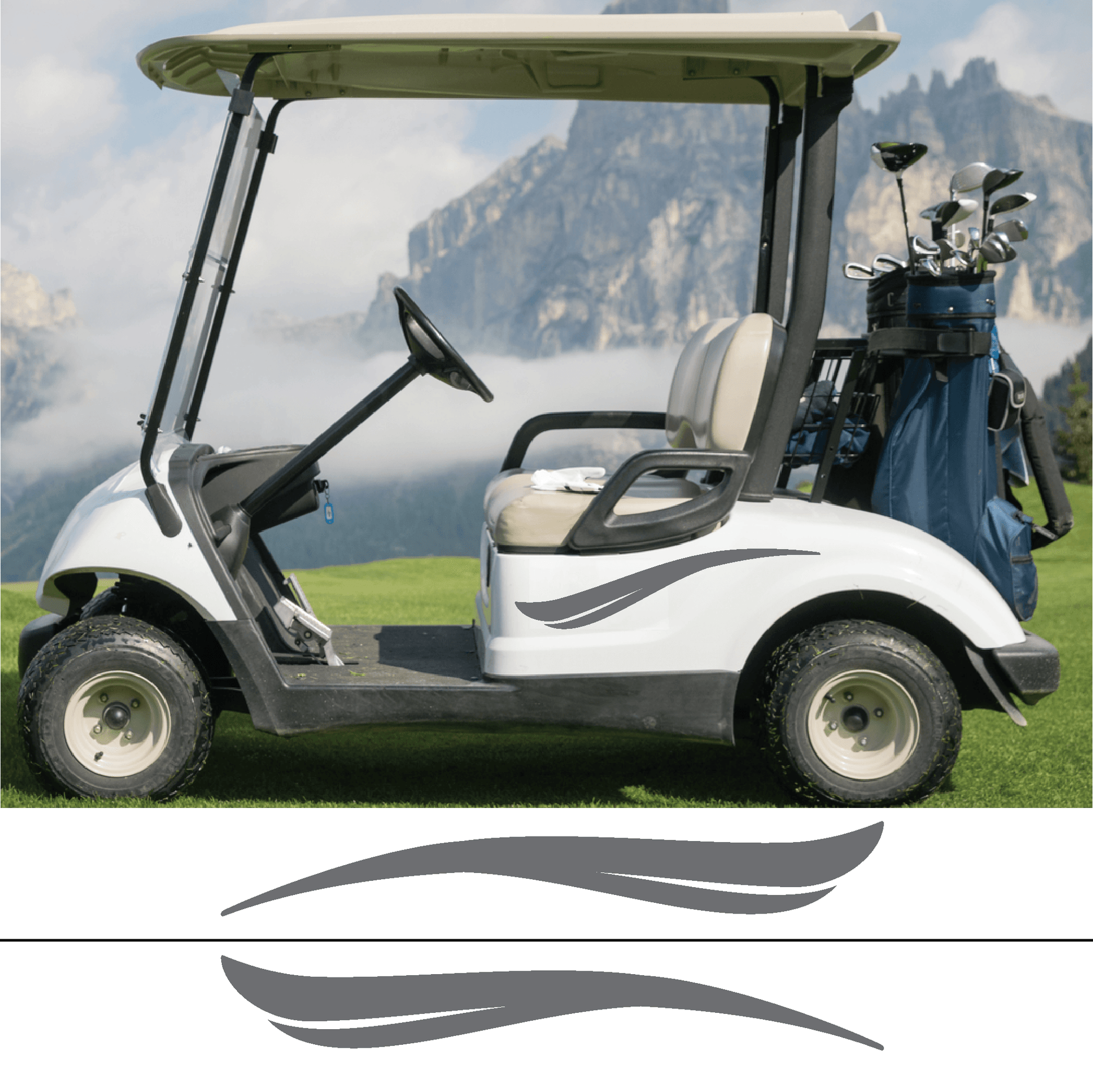 ShopVinylDesignStore.com Golf Cart Decals Style A R1002 Golf Cart Shop Vinyl Design decals stickers