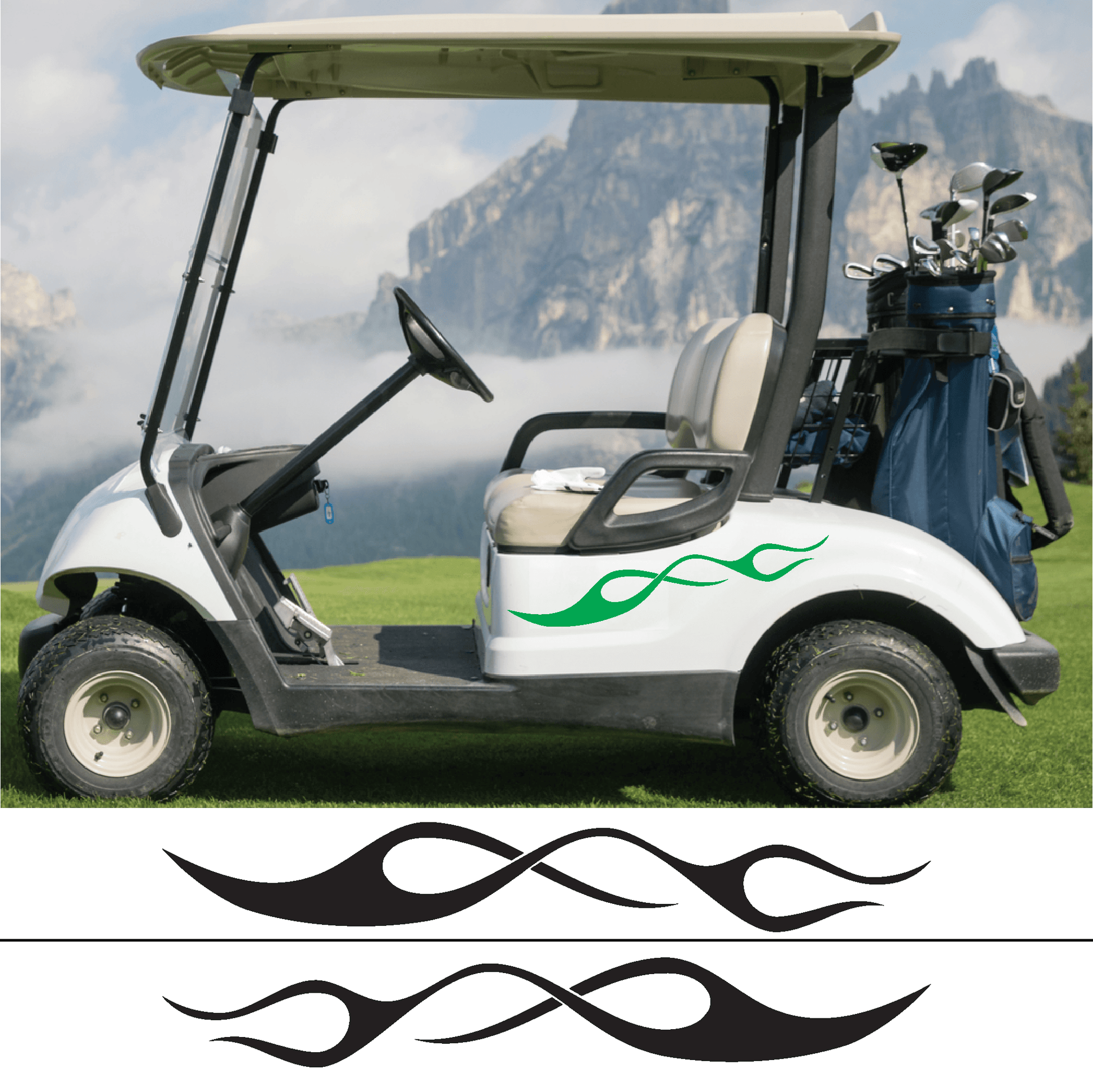 ShopVinylDesignStore.com Golf Cart Decals Style F097 Golf Cart Shop Vinyl Design decals stickers