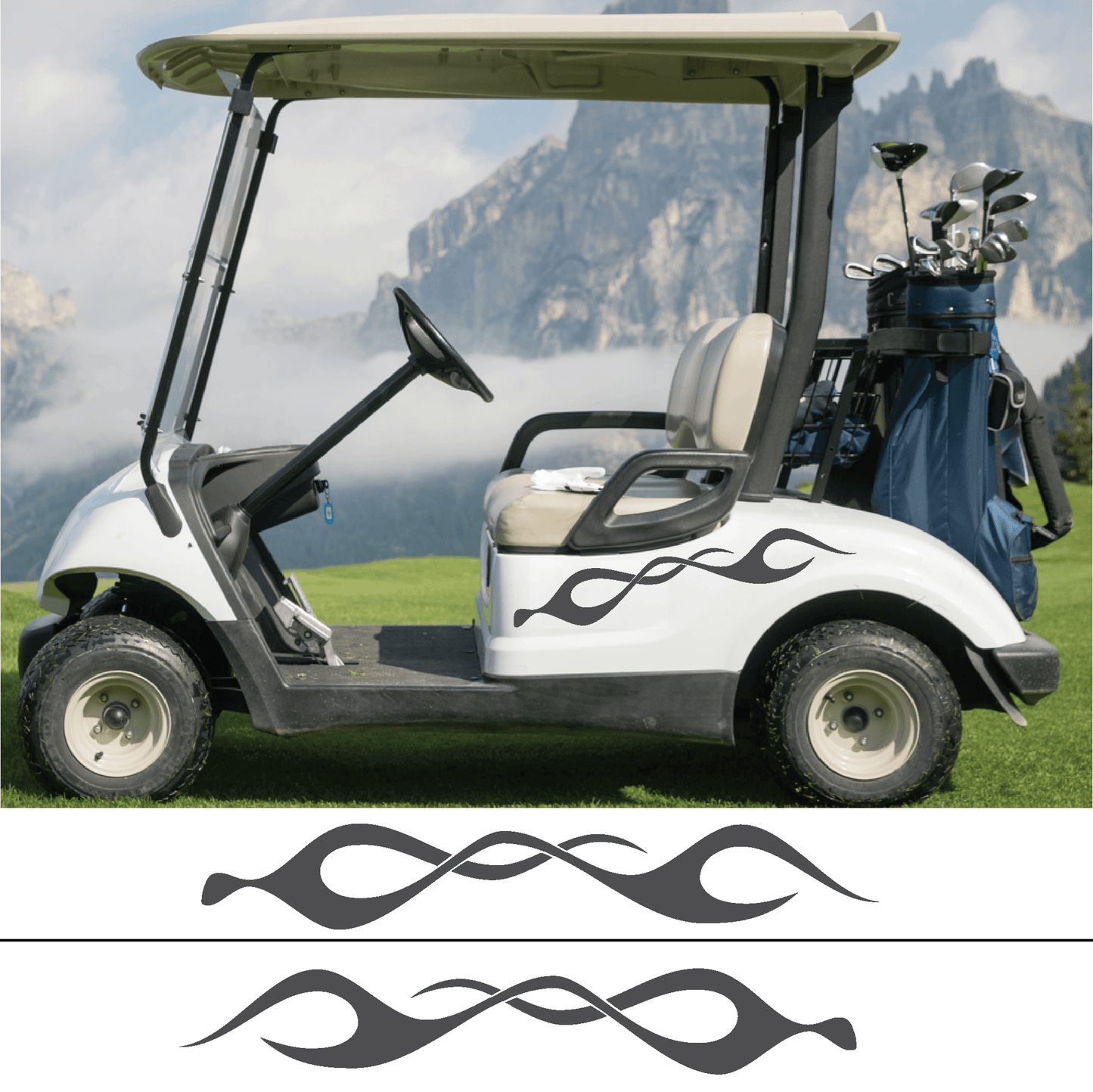 ShopVinylDesignStore.com Golf Cart Decals Style F098 Golf Cart Shop Vinyl Design decals stickers