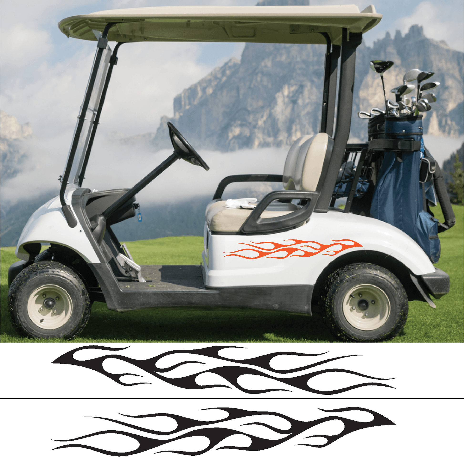 ShopVinylDesignStore.com Golf Cart Decals Style F101 Golf Cart Shop Vinyl Design decals stickers