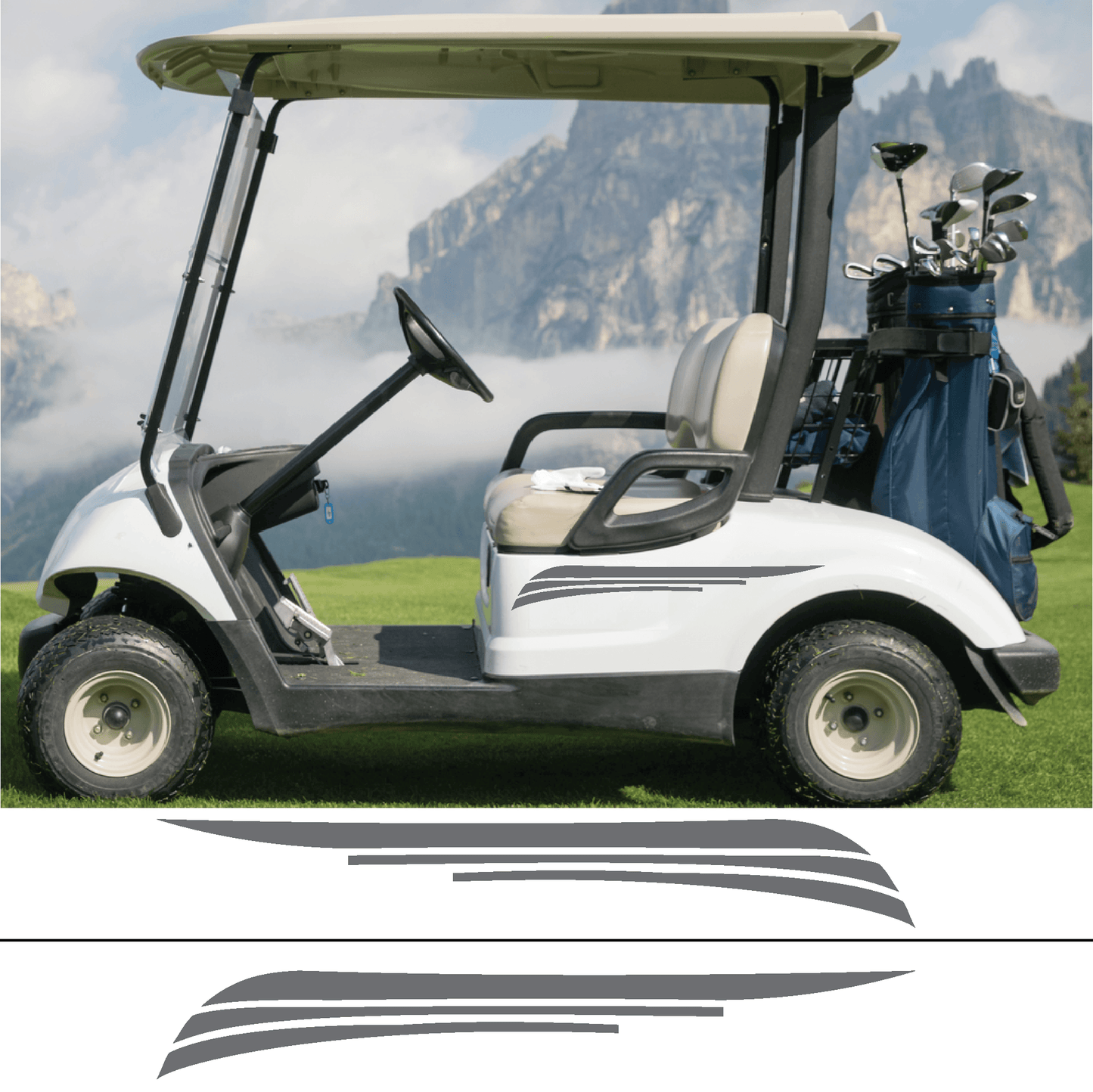 ShopVinylDesignStore.com Golf Cart Decals Style S001 Golf Cart Shop Vinyl Design decals stickers