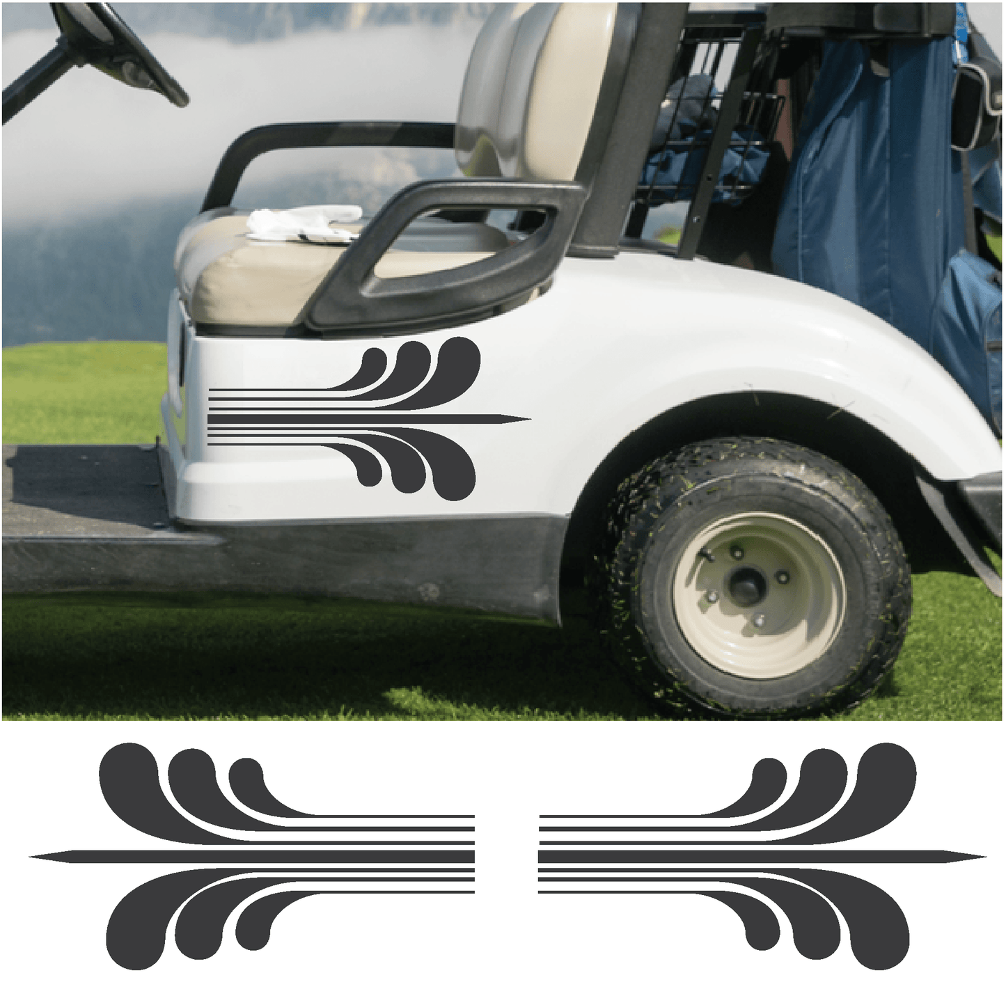 ShopVinylDesignStore.com Golf Cart Decals Style S002 Golf Cart Shop Vinyl Design decals stickers