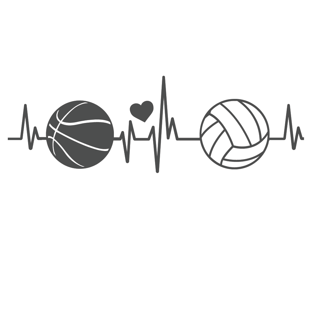 ShopVinylDesignStore.com Heartbeat Basketball and Volleyball with Heart Wide Shop Vinyl Design decals stickers