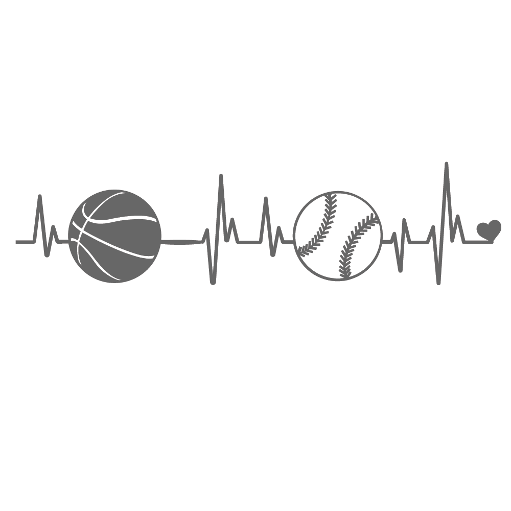 ShopVinylDesignStore.com Heartbeat Basketball Softball with Heart Wide Shop Vinyl Design decals stickers