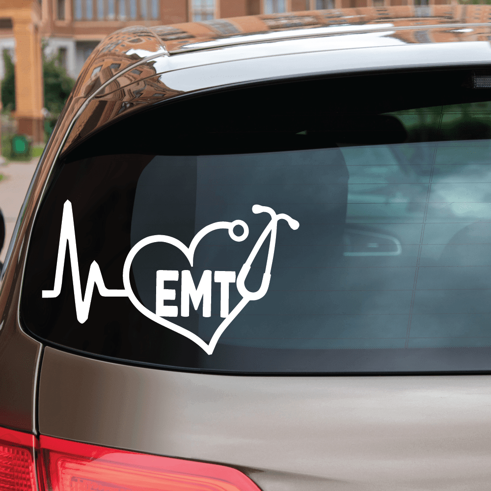 ShopVinylDesignStore.com Heartbeat EMT for Emergency Medical Technician Wide Shop Vinyl Design decals stickers