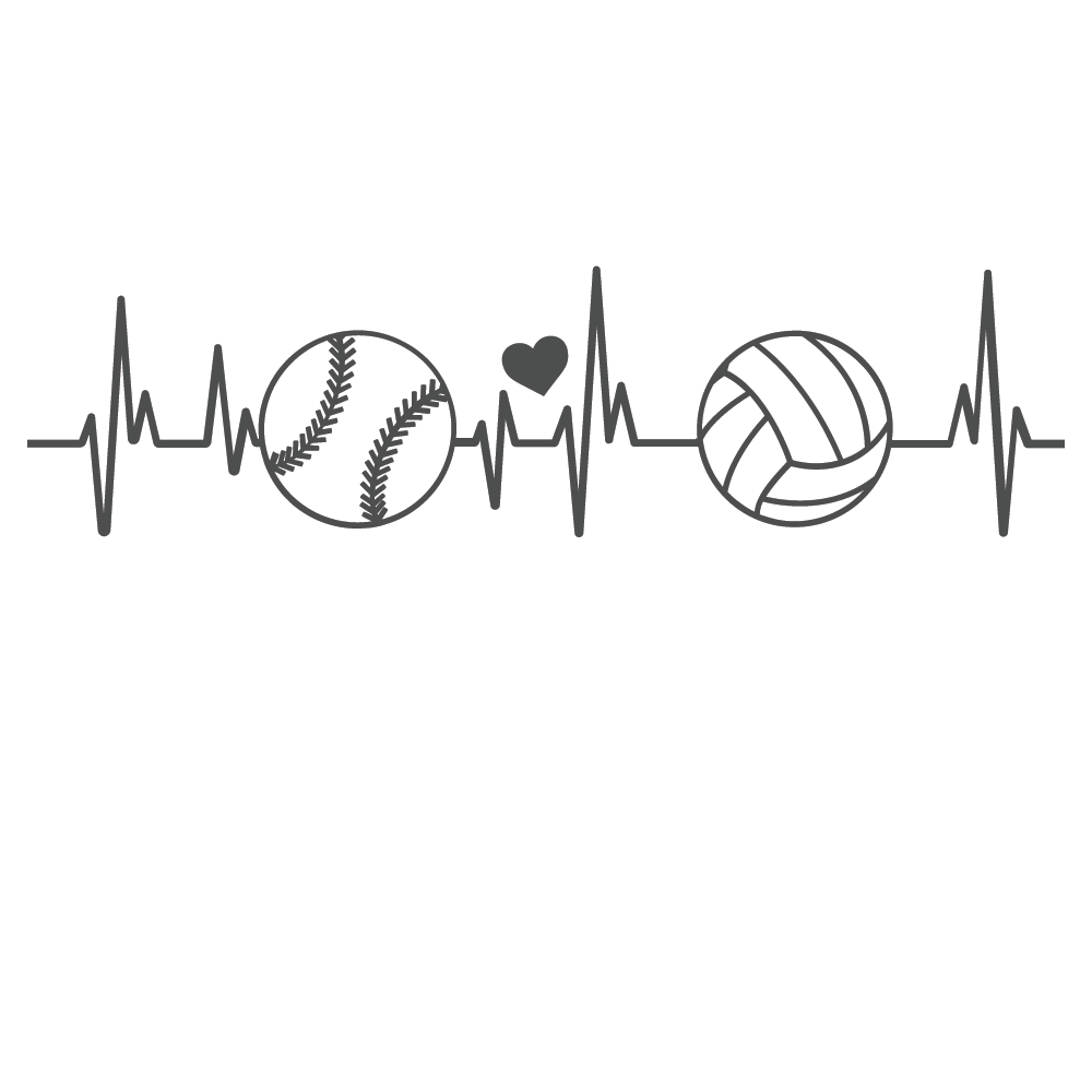 ShopVinylDesignStore.com Heartbeat Softball and Volleyball with Heart Wide Shop Vinyl Design decals stickers