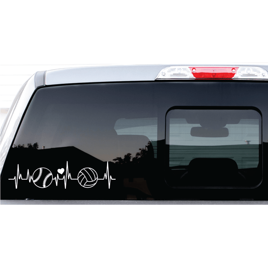 ShopVinylDesignStore.com Heartbeat Softball and Volleyball with Heart Wide Shop Vinyl Design decals stickers