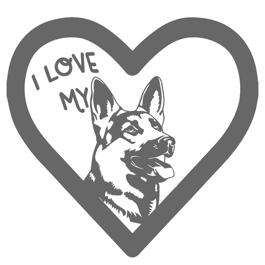 ShopVinylDesignStore.com I Love My German Shepard In A Heart Wide Shop Vinyl Design decals stickers
