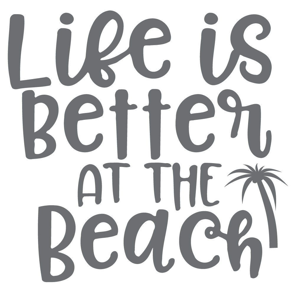 ShopVinylDesignStore.com Life Is Better At The Beach (Palm Tree) Wide Shop Vinyl Design decals stickers