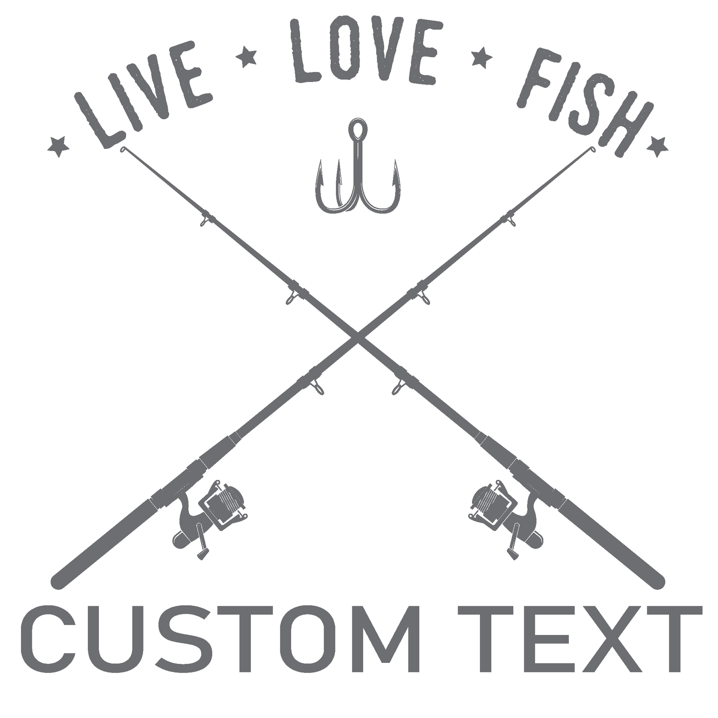 ShopVinylDesignStore.com Live Love Fish for Corn Hole Boards Wide Style 30 Shop Vinyl Design decals stickers