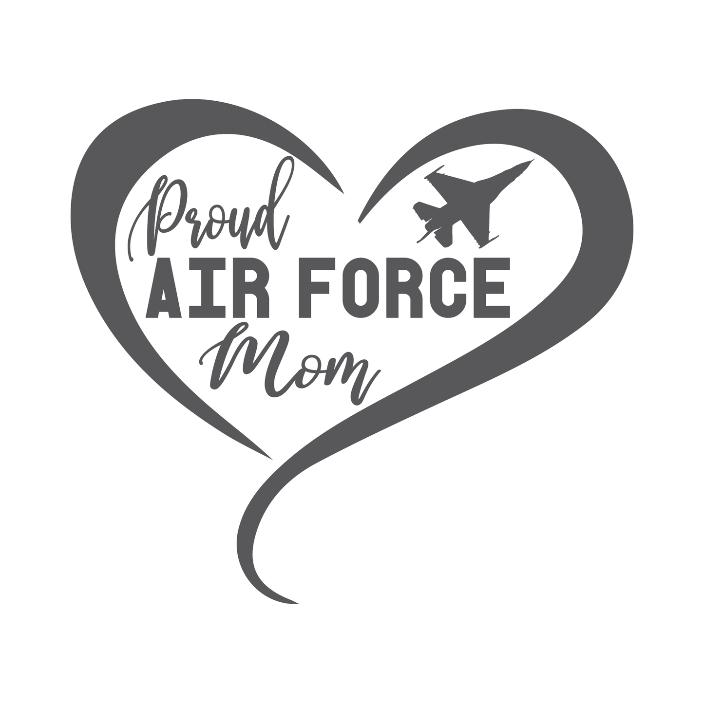 Proud Air Force Mom, Heart with Jet Plane vinyl decal – Shop Vinyl Design