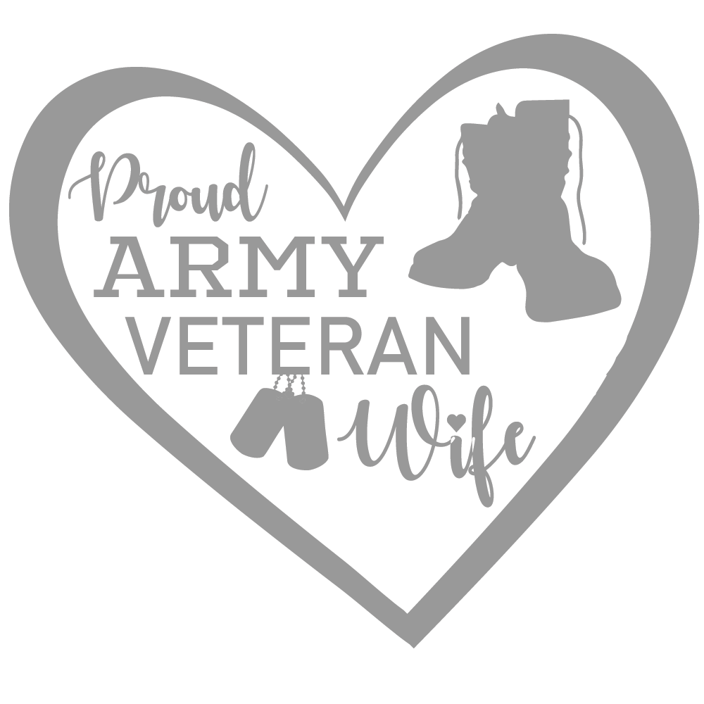 ShopVinylDesignStore.com Proud Army Veteran Wife with Dog Tags and Boots Wide Shop Vinyl Design decals stickers