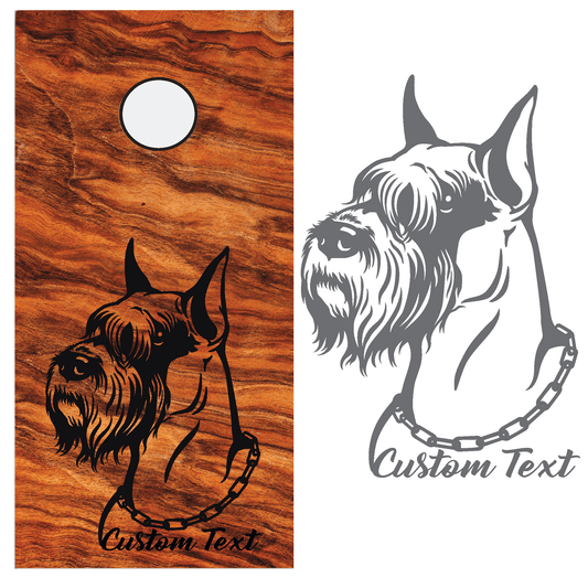 ShopVinylDesignStore.com Schnauzer and Custom Text for Corn Hole Boards Wide Style 17 Shop Vinyl Design decals stickers