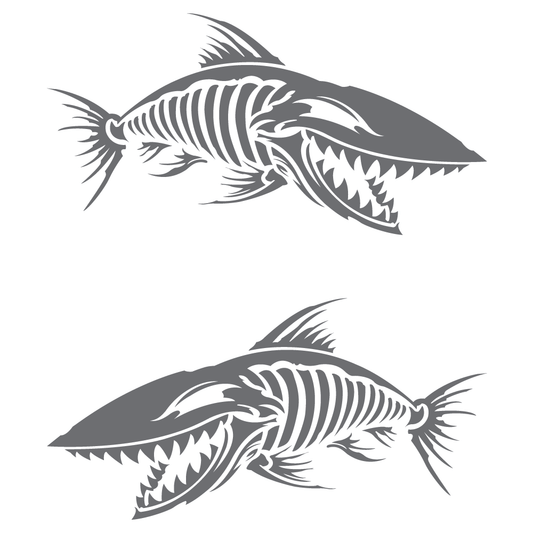 ShopVinylDesignStore.com Skeleton Fish Style 004A Wide Shop Vinyl Design decals stickers