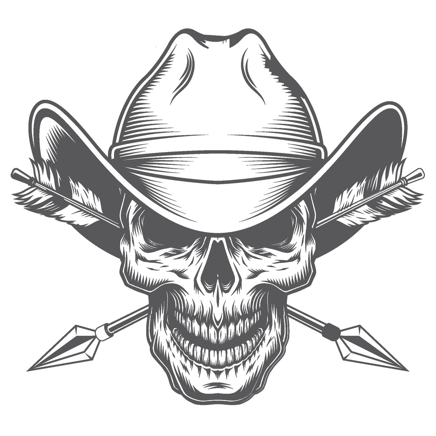 ShopVinylDesignStore.com Skull (Cowboy) and Arrows for Corn Hole Boards Wide Style 007 Shop Vinyl Design decals stickers