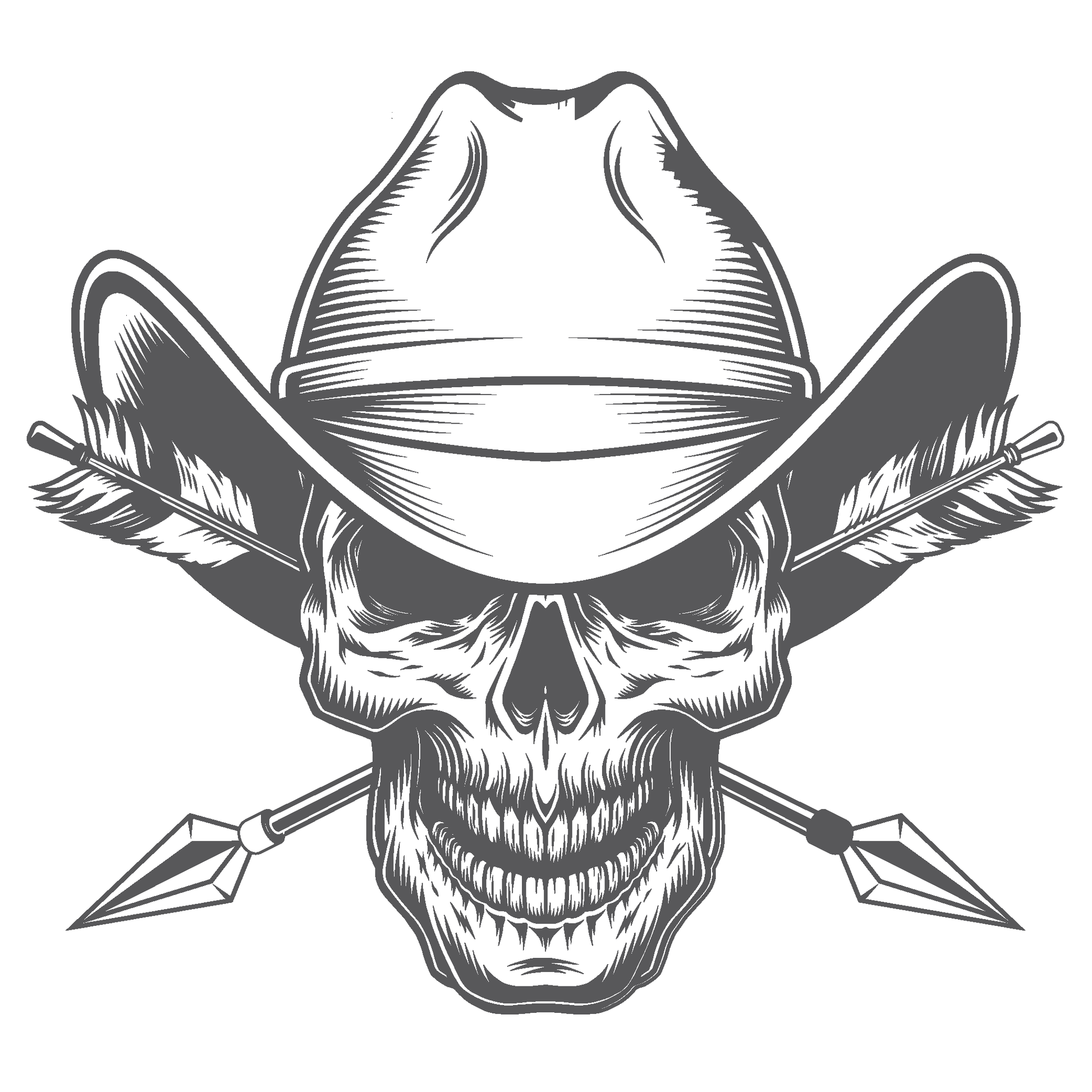 ShopVinylDesignStore.com Skull (Cowboy) and Arrows for Corn Hole Boards Wide Style 007 Shop Vinyl Design decals stickers