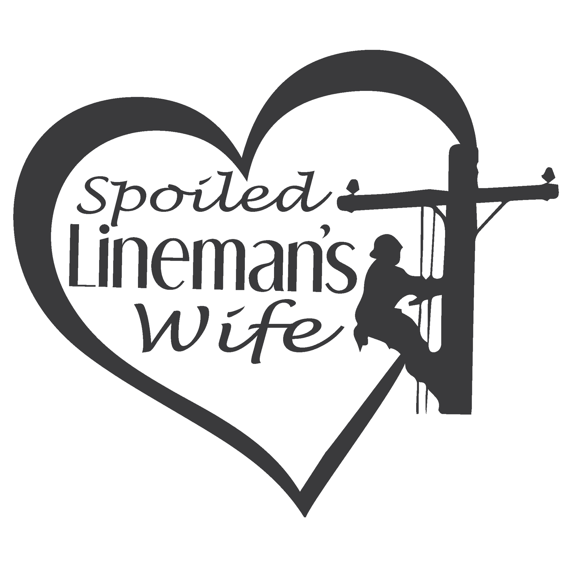 ShopVinylDesignStore.com Spoiled Lineman's Wife in a Heart Wide Shop Vinyl Design decals stickers