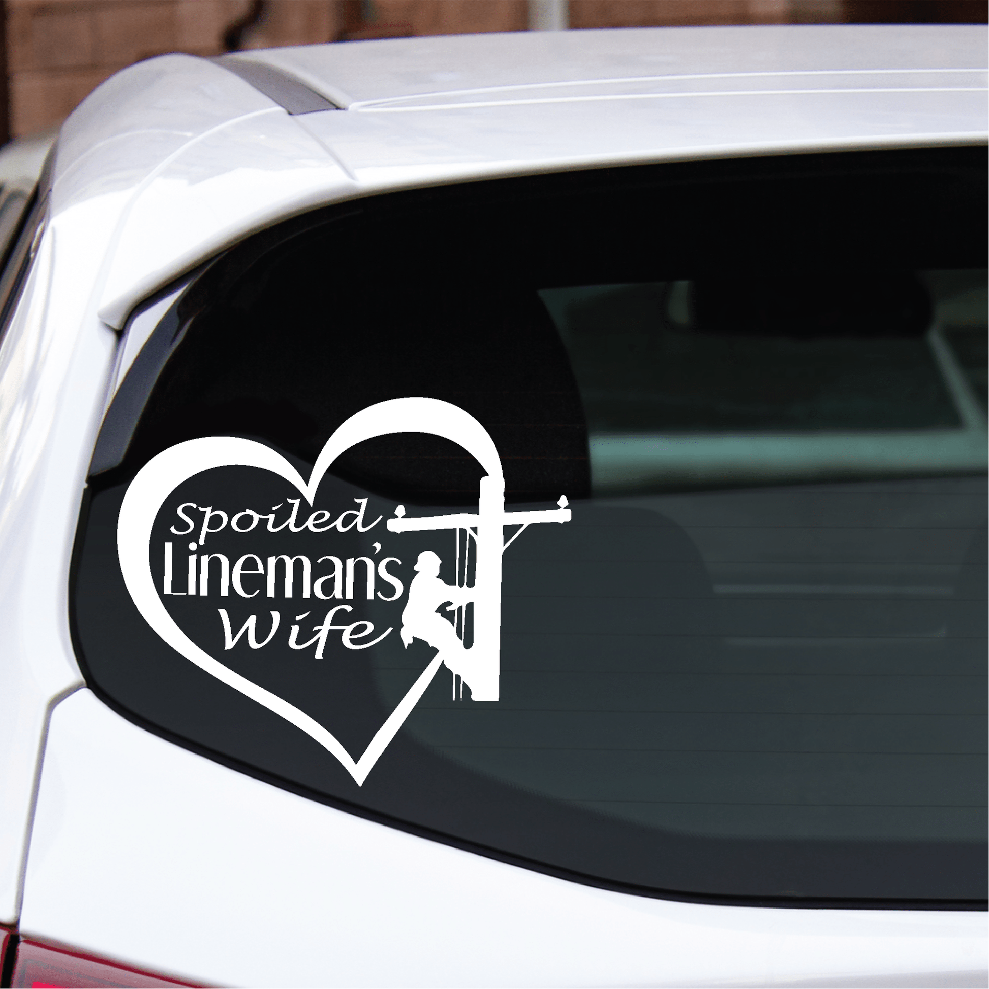ShopVinylDesignStore.com Spoiled Lineman's Wife in a Heart Wide Shop Vinyl Design decals stickers