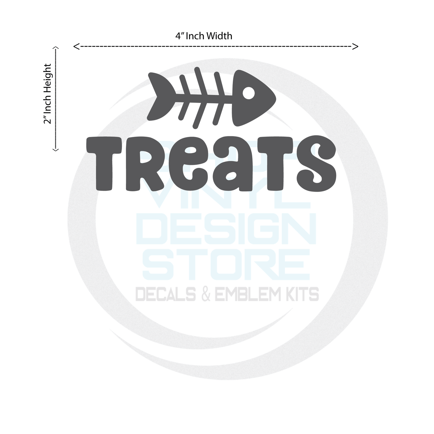 ShopVinylDesignStore.com Treats with Fish Bone Wide 4"W x 2"H Shop Vinyl Design decals stickers