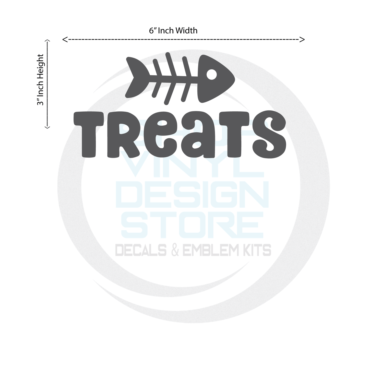 ShopVinylDesignStore.com Treats with Fish Bone Wide 6"W x 3"H Shop Vinyl Design decals stickers