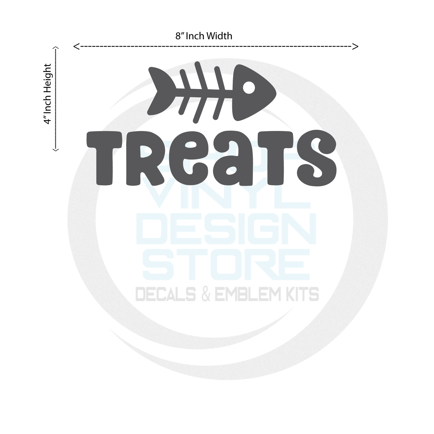 ShopVinylDesignStore.com Treats with Fish Bone Wide 8"W x 4"H Shop Vinyl Design decals stickers